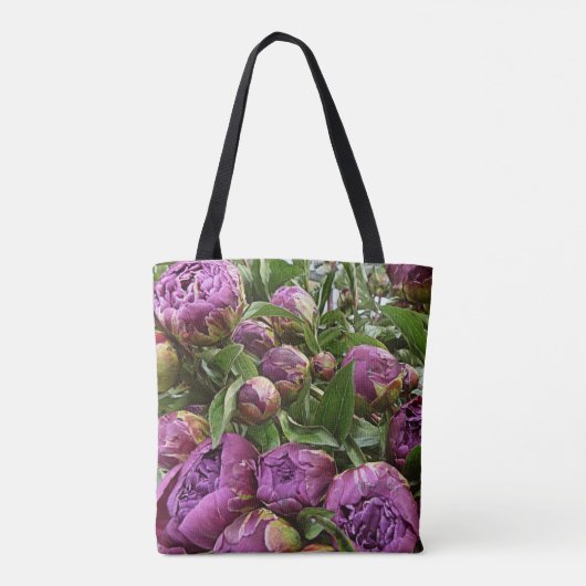 Paarse peonie Classic Canvas tas (Achterkant)