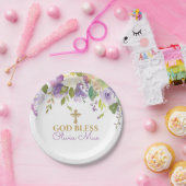 Paarse Peonies Baptisme Speciaal Papieren Borden Papieren Bordje (Feest)