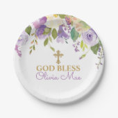 Paarse Peonies Baptisme Speciaal Papieren Borden Papieren Bordje (Voorkant)