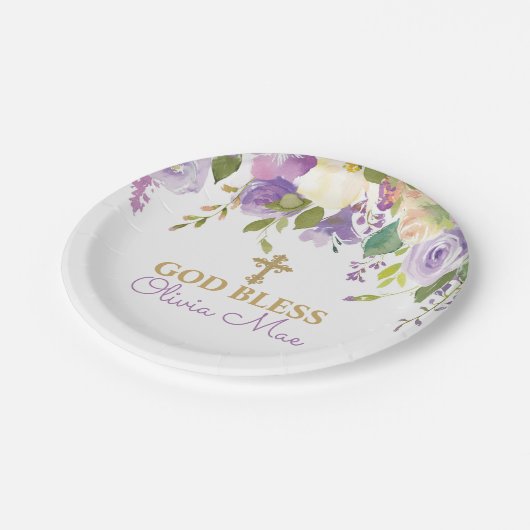 Paarse Peonies Baptisme Speciaal Papieren Borden Papieren Bordje (Gekanteld)