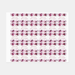 Paarse Peonies Floral Persoonlijke benaming Kledin Labels