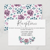 Paarse Peonies florale receptie Vervangingskaart Informatiekaartje (Voorkant / Achterkant)