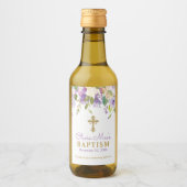 Paarse Peony Baptism Mini Wine Bottle Labels Wijn Etiket (Voorkant)