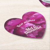 Paarse peony bruiloft valentijn hart kartonnen onderzetters (Gekanteld)