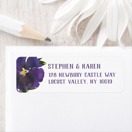 Paarse Peony Elegant Wedding Etiket (Insitu)