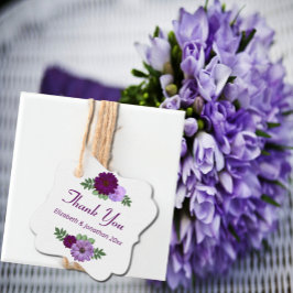 Paarse Peony Floral Wedding Bedankjes Labels
