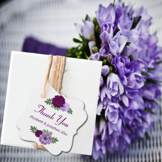 Paarse Peony Floral Wedding Bedankjes Labels