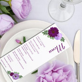 Paarse Peony Floral Wedding Menu