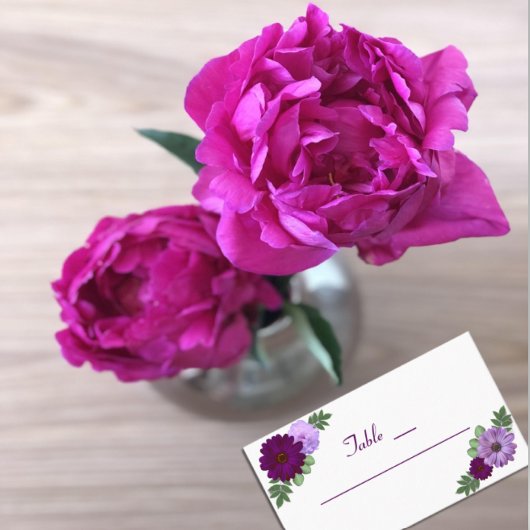 Paarse Peony Floral Wedding Plaatskaartje