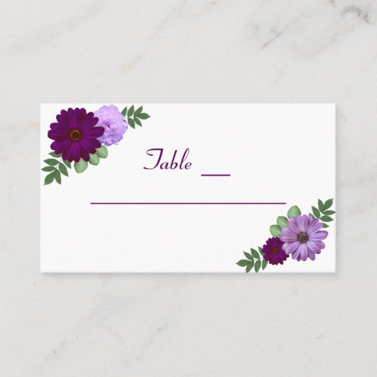 Paarse Peony Floral Wedding Plaatskaartje (Voorkant)