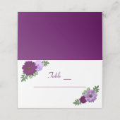 Paarse Peony Floral Wedding Plaatskaartje (Buitenkant ongevouwen)