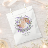 Paarse Peony Floral Wreath Wedding Bedankzakje (Geknipt)