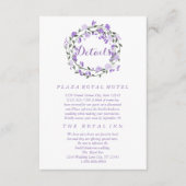 Paarse Peony Floral Wreath Wedding Informatiekaartje (Voorkant)
