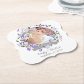 Paarse Peony Floral Wreath Wedding Kartonnen Onderzetters (Gekanteld)