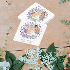 Paarse Peony Floral Wreath Wedding Kartonnen Onderzetters