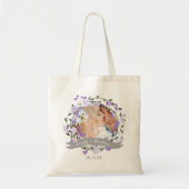 Paarse Peony Floral Wreath Wedding Tote Bag (Voorkant)