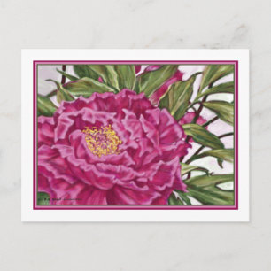 Paarse Peony Flowers Garden Painting Briefkaart