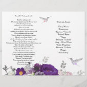 Paarse Peony Hummingbird Funeral Programme Flyer (Achterkant)