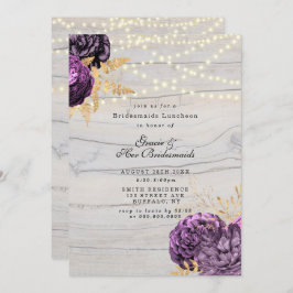 Paarse Peony licht Bridesmaids Luncheon Invite op