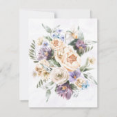 Paarse Peony Wildbloemen Brunch en Bubble Kaart (Achterkant)