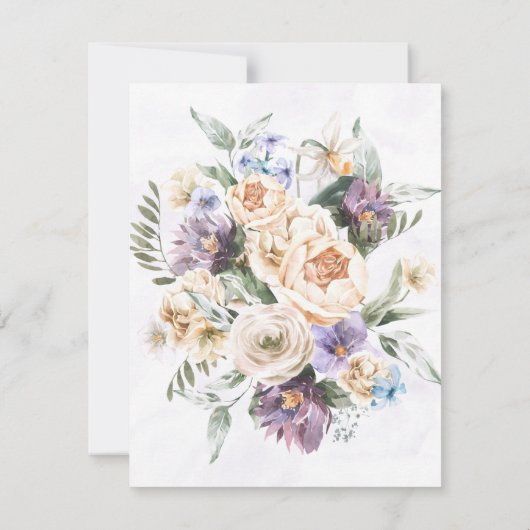 Paarse Peony Wildbloemen Brunch en Bubble Kaart (Achterkant)