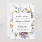 Paarse Peony Wildflower Couples Shower Invites (Voorkant)