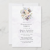 Paarse Peony Wildflower Rustic Engagement Party Kaart (Voorkant)