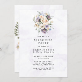 Paarse Peony Wildflower Rustic Engagement Party Kaart