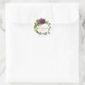 Paarse Peony Wreath Bridesmaid Name ID456 Ronde Sticker (Tas)
