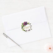 Paarse Peony Wreath Bridesmaid Name ID456 Ronde Sticker (Envelop)