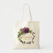 Paarse Peony Wreath Bridesmaid Name ID456 Tote Bag (Voorkant)