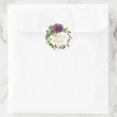 Paarse Peony Wreath Moeder van de Bride ID456 Ronde Sticker (Tas)