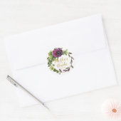 Paarse Peony Wreath Moeder van de Bride ID456 Ronde Sticker (Envelop)