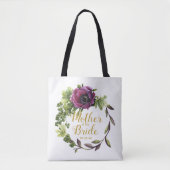 Paarse Peony Wreath Moeder van de Bride ID456 Tote Bag (Voorkant)