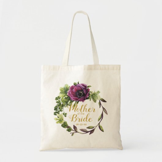 Paarse Peony Wreath Moeder van de Bride ID456 Tote Bag (Voorkant)