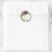 Paarse Peony Wreath Moeder van de Groom ID456 Ronde Sticker (Tas)
