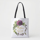 Paarse Peony Wreath Moeder van de Groom ID456 Tote Bag (Voorkant)