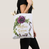 Paarse Peony Wreath Moeder van de Groom ID456 Tote Bag (Dichtbij)
