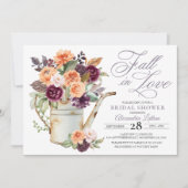Paarse perforatie Floral Herfst Bridal Shower Invi Kaart (Voorkant)