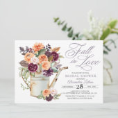 Paarse perforatie Floral Herfst Bridal Shower Invi Kaart (Staand voorkant)