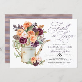 Paarse perforatie Floral Herfst Bridal Shower Invi Kaart