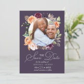 Paarse perforatie Herfst bespaart de datum bruilof Kaart (Staand voorkant)