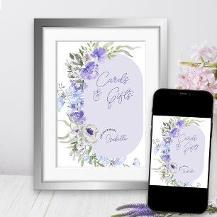 Paarse Peri Bloemen Hand Lettered Kaarten & Gesche Poster