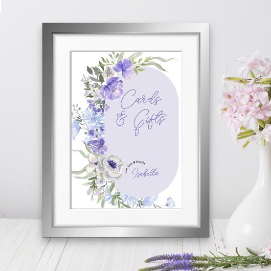 Paarse Peri Bloemen Hand Lettered Kaarten & Gesche Poster