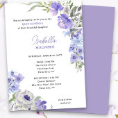 Paarse Peri bloemenelegante Quinceanera en mis Kaart