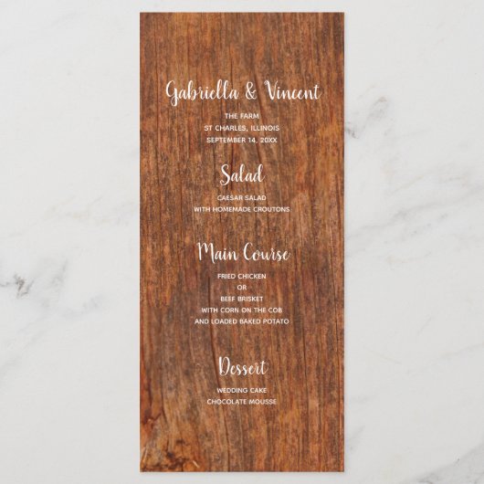 Paarse Periwinkle Barn Wood Country Weddenschap Me Menu (Achterkant)