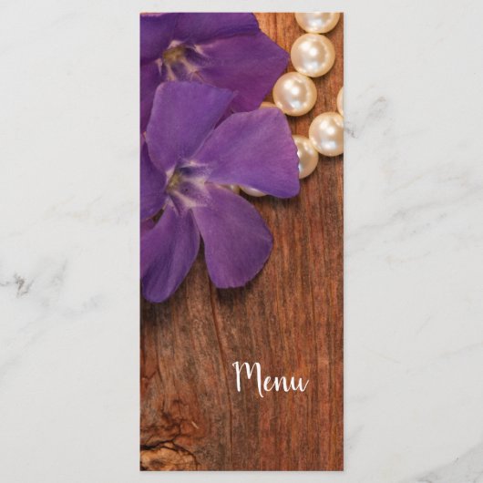 Paarse Periwinkle Barn Wood Country Weddenschap Me Menu (Voorkant)