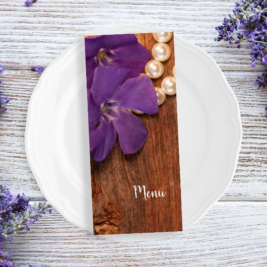 Paarse Periwinkle Barn Wood Country Weddenschap Me Menu