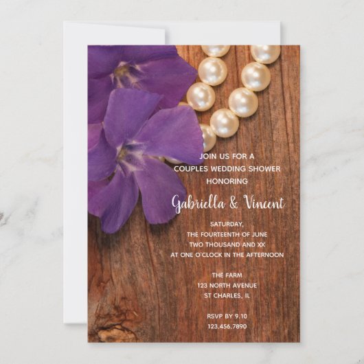Paarse Periwinkle Barn Wood Couples Weduwen Shower Kaart (Voorkant)