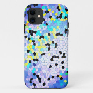 Paarse Periwinkle Blauwe & Zwarte Mozaïek Patroon Case-Mate iPhone Case